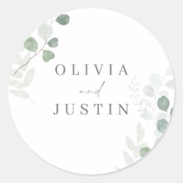 Die schöne Hochzeit: Grüne Leaf Elegance Hochzeit Runder Aufkleber