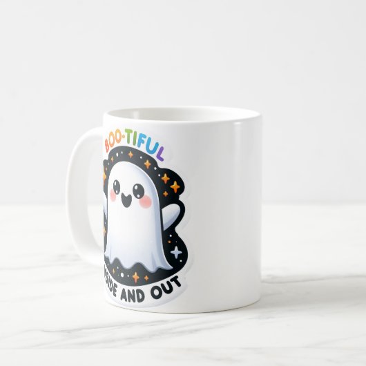 Die schöne Inside and Out Halloween Pun Tasse (Vorderseite Links)