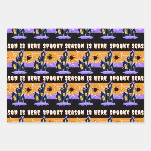 Die schöne Jahreszeit ist hier mit Halloween-Farbf Geschenkpapier Set (Vorderseite)