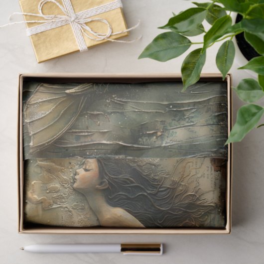 DIE SCHÖNE, MERMAID DECOUPAY SEIDENPAPIER (Geschenk)