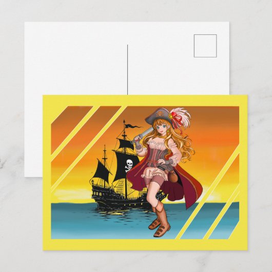 Die schöne Piratin. Postkarte (Vorne/Hinten)
