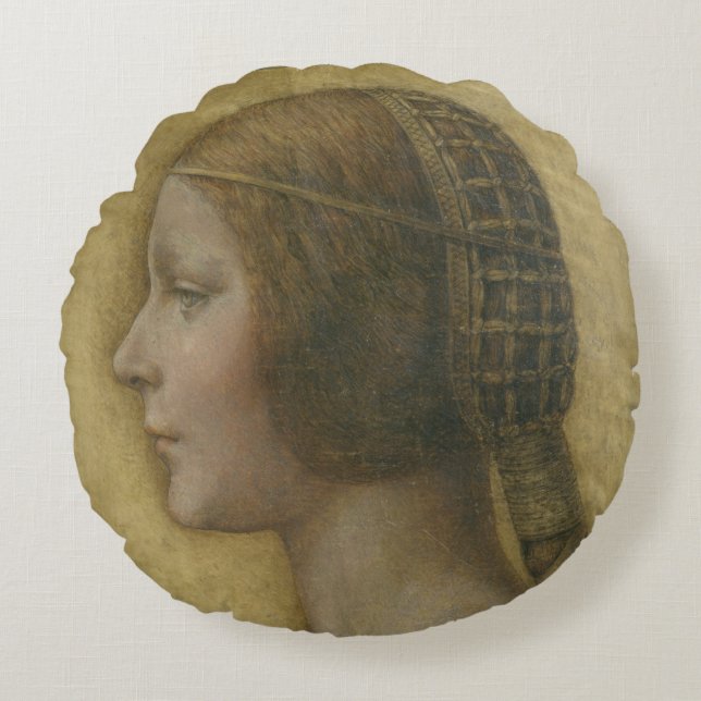 Die schöne Prinzessin (von Leonardo da Vinci) Rundes Kissen (Vorderseite)