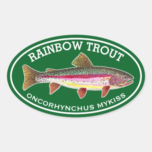 Die schöne Regenbogenforelle Ovaler Aufkleber (Vorderseite)