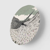 Die schöne Winter-Skilandschaft Runde Wanduhr (Winkel)