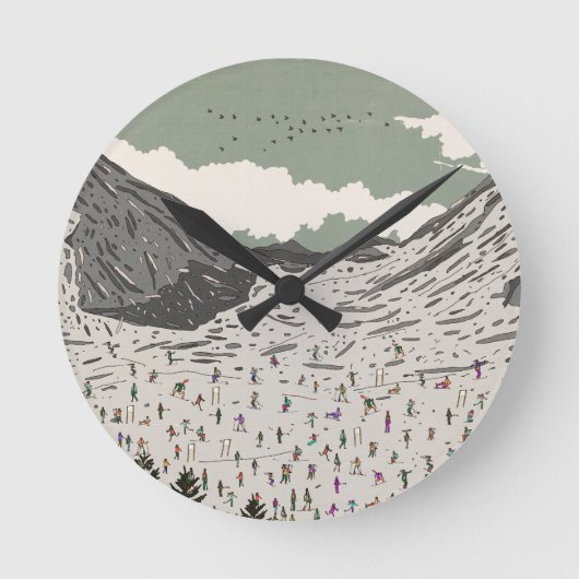 Die schöne Winter-Skilandschaft Runde Wanduhr (Vorderseite)