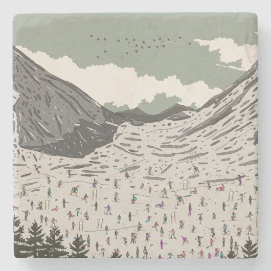 Die schöne Winter-Skilandschaft Steinuntersetzer (Vorderseite)