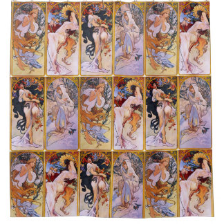 Die schönen Frauen von Mucha Duschvorhang