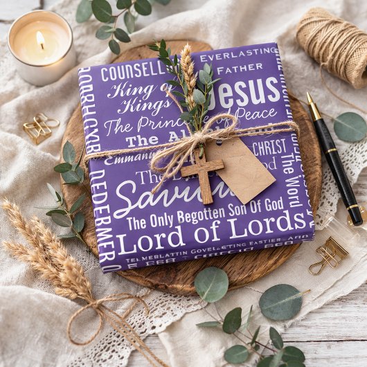 Die schönen Namen Jesu Lila Geschenkpapier