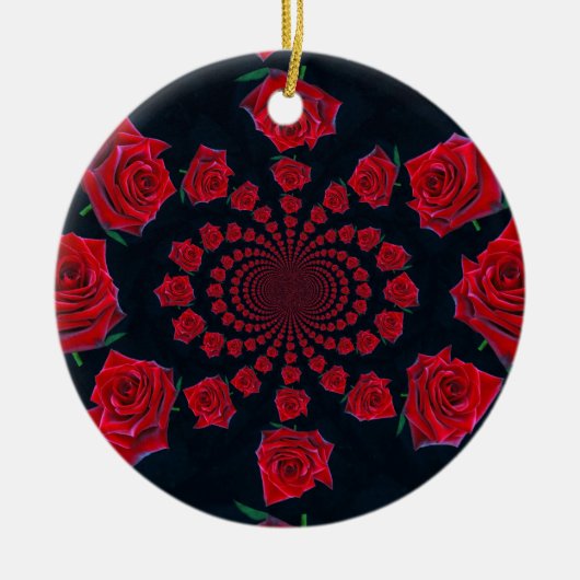 Die Schönheit der Rose: Blumenfantasie Keramik Ornament (Vorne)