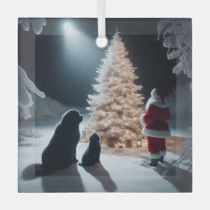 Die Schönheit der Weihnachten mit Newfs und dem We Ornament Aus Glas