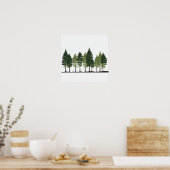 Die Schönheit des Minimalistischen Pinienwaldes Poster (Küche)