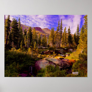 Die Schönheit eines Bergwanderungsfotos Poster