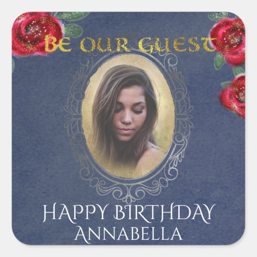 Die Schönheit und das Foto der Beast Fairy Tale Bl Quadratischer Aufkleber (Vorderseite)