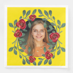 Die Schönheit und das Foto der Rote Rosen der Best Serviette