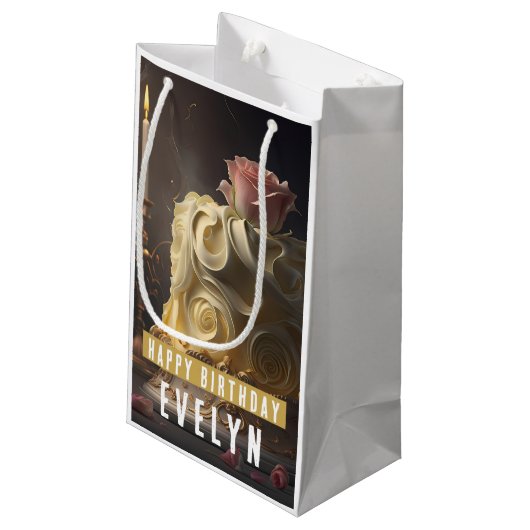 Die Schönheit und der Kuchen der Bestie - Geburtst Kleine Geschenktüte (Rückseite Schrägansicht)