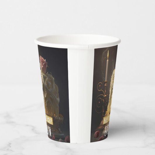 Die Schönheit und der Kuchen der Bestie - Geburtst Pappbecher (Rechts)