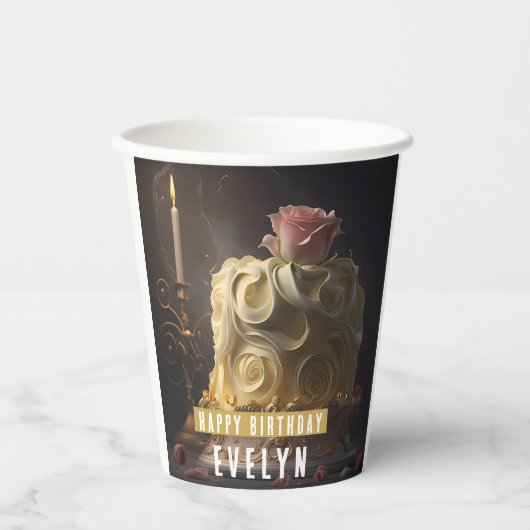 Die Schönheit und der Kuchen der Bestie - Geburtst Pappbecher (Vorderseite)