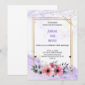 die schönste lila Hochzeitseinladung Einladung (Vorne/Hinten)