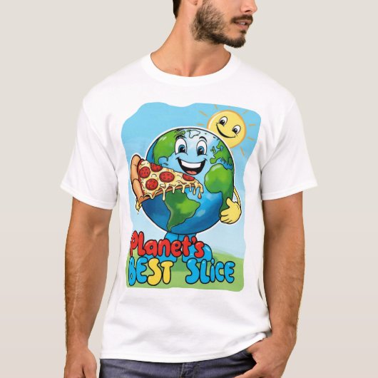 "Die schönste Scheibe des Planeten: Erde mit Pizza T-Shirt (Vorderseite)