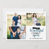Die schönste Zeit Blue Holiday Foto Collage Karte (Vorderseite)