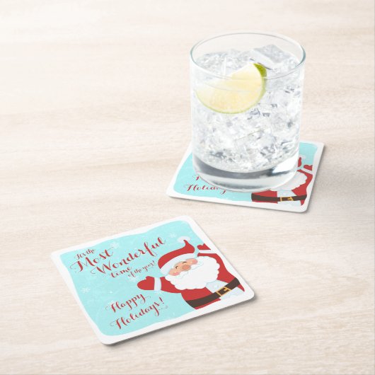 Die schönste Zeit Cartoon Weihnachten Rechteckiger Pappuntersetzer (Vor Ort)