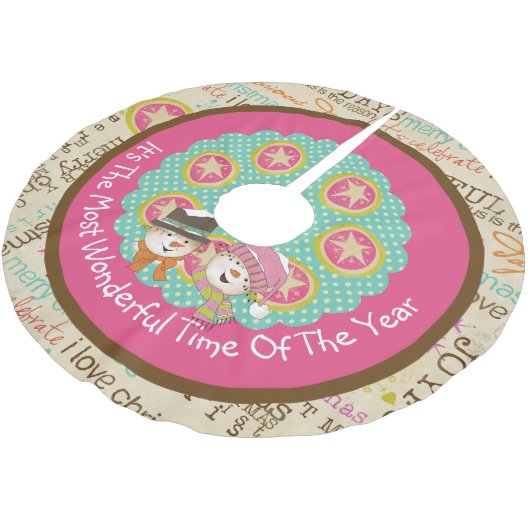 Die schönste Zeit des Jahres Polyester Weihnachtsbaumdecke (Schrägansicht)