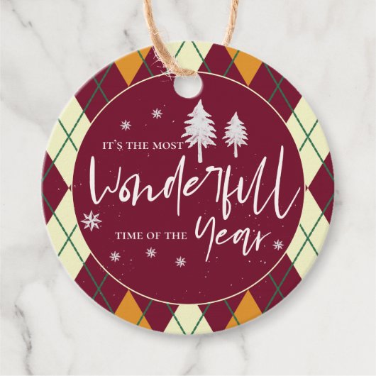 Die schönste Zeit des Jahres Raute Weihnachten Geschenkanhänger (Vorderseite)