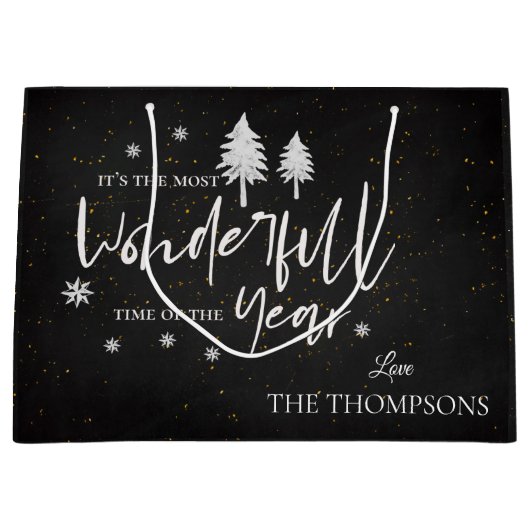 Die schönste Zeit des Jahres Schwarze Weihnachten Große Geschenktüte (Vorderseite)