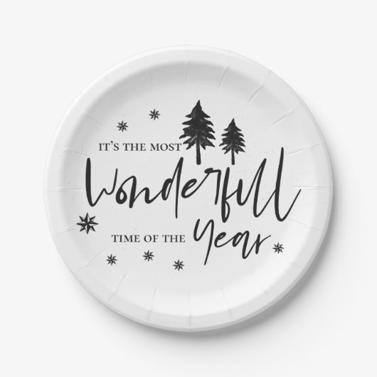 Die schönste Zeit des Jahres Schwarze Weihnachten Pappteller (Vorderseite)