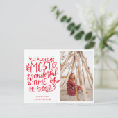 Die schönste Zeit des Jahres | Script Holiday Postkarte (Stehend Vorderseite)