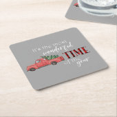 Die schönste Zeit des Jahres Weihnachtswagen Rechteckiger Pappuntersetzer (angewinkelt)