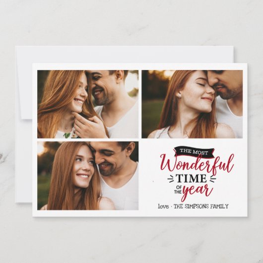 Die schönste Zeit Red Holiday Foto Collage Karte (Vorderseite)
