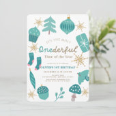 Die schönste Zeit Weihnachten Grün 1. Geburtstag Einladung (Stehend Vorderseite)