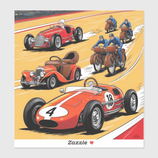 Die schönsten alten Rennwagen Aufkleber (Blatt)