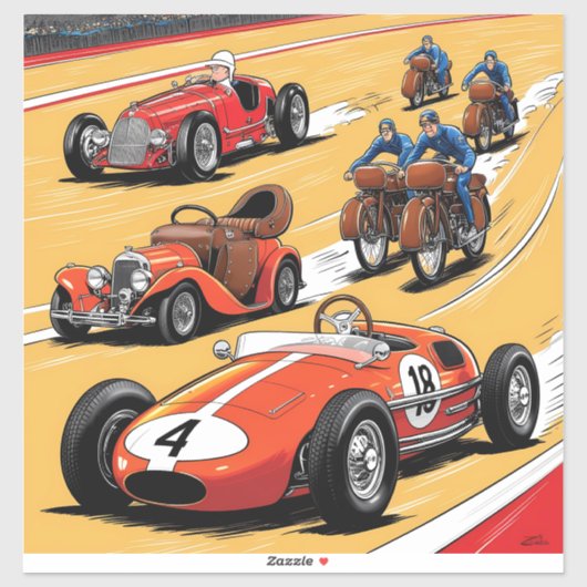 Die schönsten alten Rennwagen Aufkleber (Blatt)