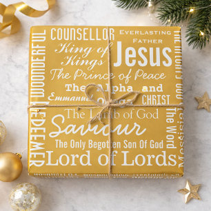 Die Schönsten Namen von Jesus Gold  Geschenkpapier