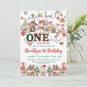 Die schönsten Weihnachten 1. Geburtstag Bunnies Einladung (Stehend Vorderseite)