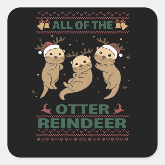 Die schönsten Weihnachtsfeiertage der Rentiere Quadratischer Aufkleber (Vorderseite)