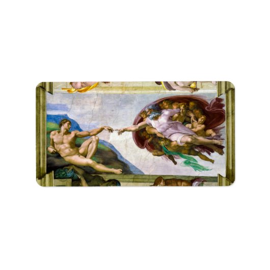 Die Schöpfung Adams durch Michelangelo Adressaufkleber (Vorne)