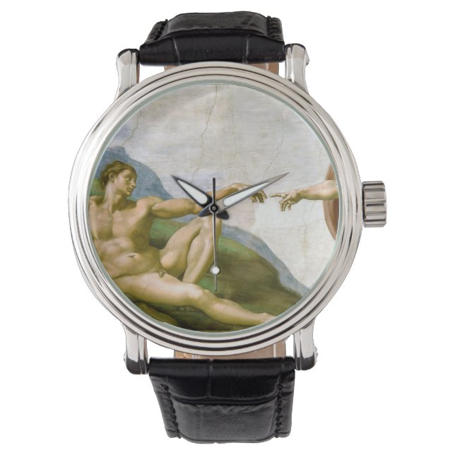 Die Schöpfung Adams durch Michelangelo Armbanduhr (Vorderseite)