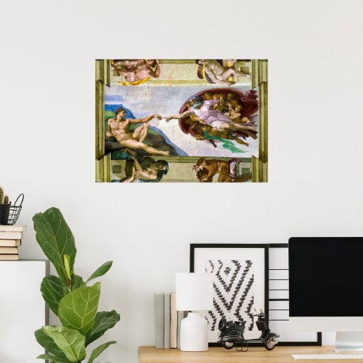 Die Schöpfung Adams durch Michelangelo Poster (Heimbüro)