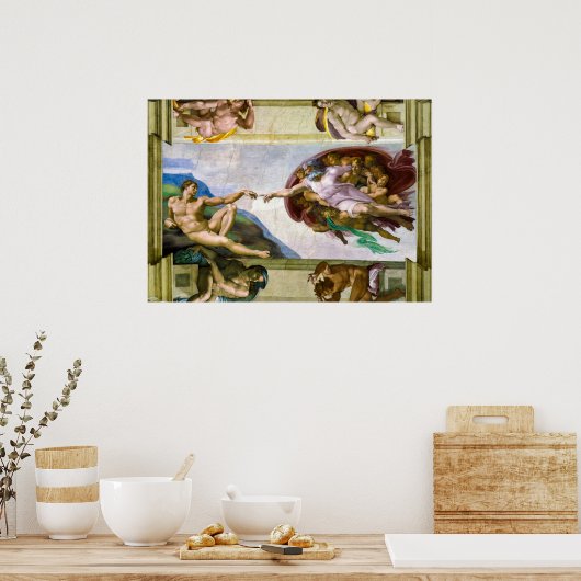 Die Schöpfung Adams durch Michelangelo Poster (Küche)