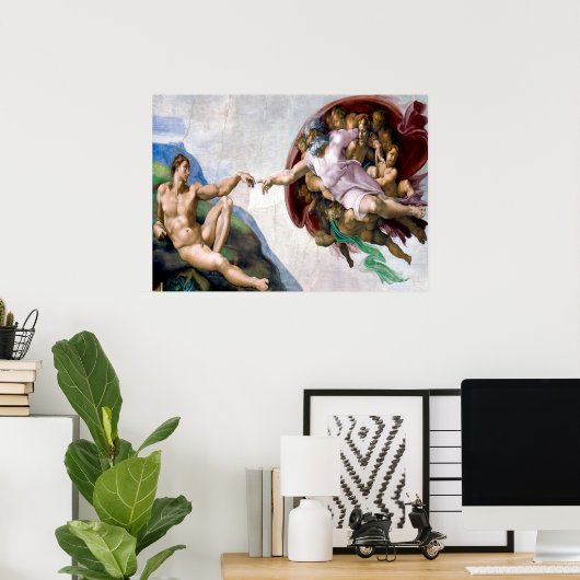 Die Schöpfung Adams durch Michelangelo Poster (Heimbüro)