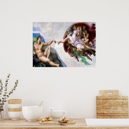 Die Schöpfung Adams durch Michelangelo Poster (Küche)