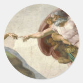 Die Schöpfung Adams durch Michelangelo Runder Aufkleber (Vorderseite)