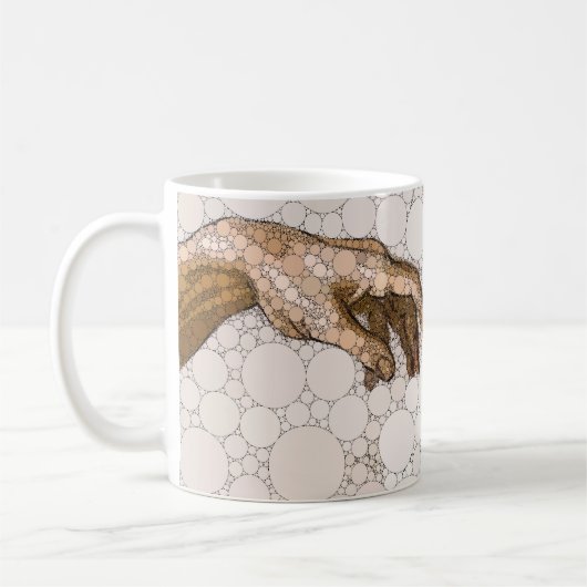 Die Schöpfung Adams, Hände nach Michelangelo Kaffeetasse (Links)