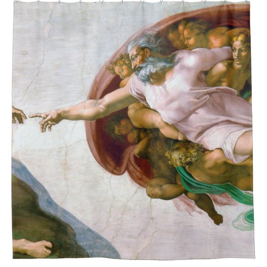 Die Schöpfung von Adam (Detail), Michelangelo Duschvorhang (Vorderseite)