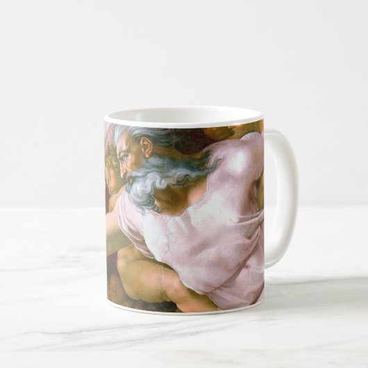 Die Schöpfung von Adam (Detail), Michelangelo Kaffeetasse (VorderseiteRechts)