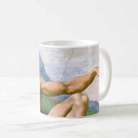 Die Schöpfung von Adam (Detail), Michelangelo Kaffeetasse (VorderseiteRechts)