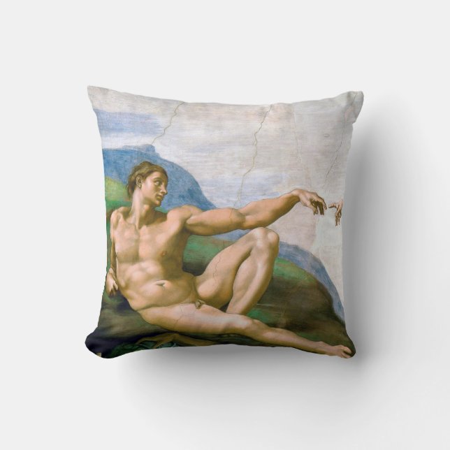 Die Schöpfung von Adam, Michelangelo, 1508-1512 Kissen (Vorderseite)